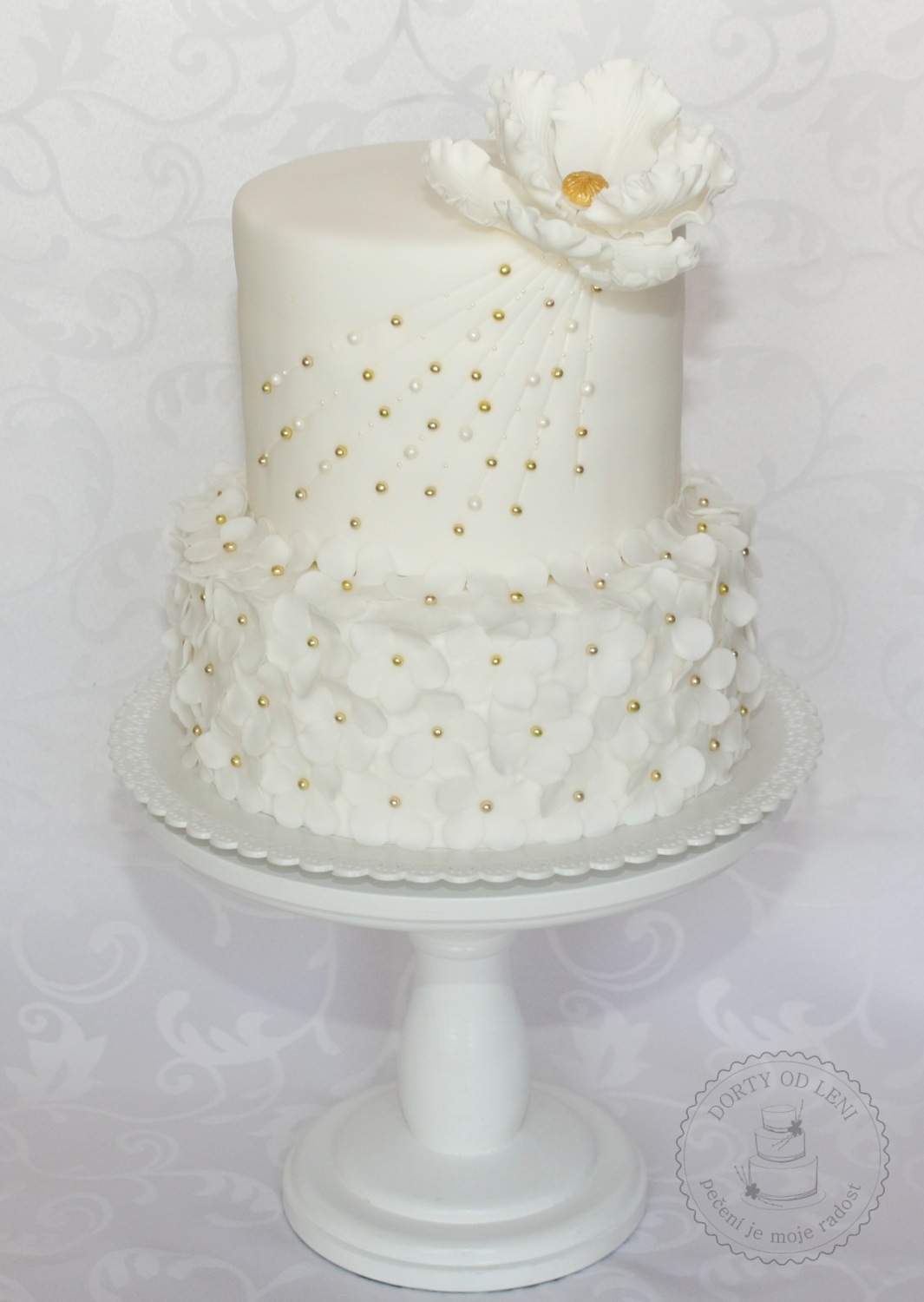 Svatební třpytivý dort
